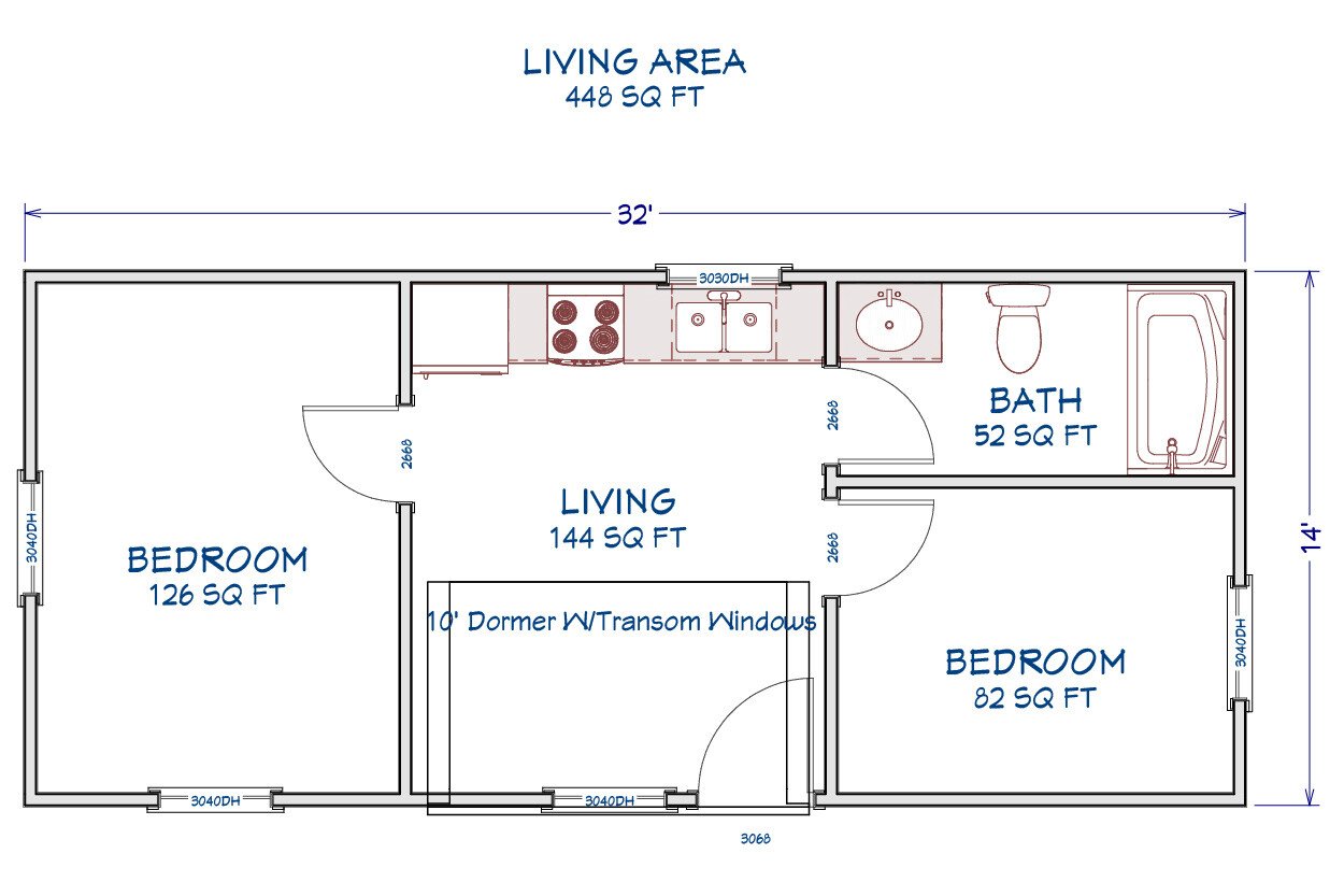 14x32_Dormer2Bedroom_FloorPlan