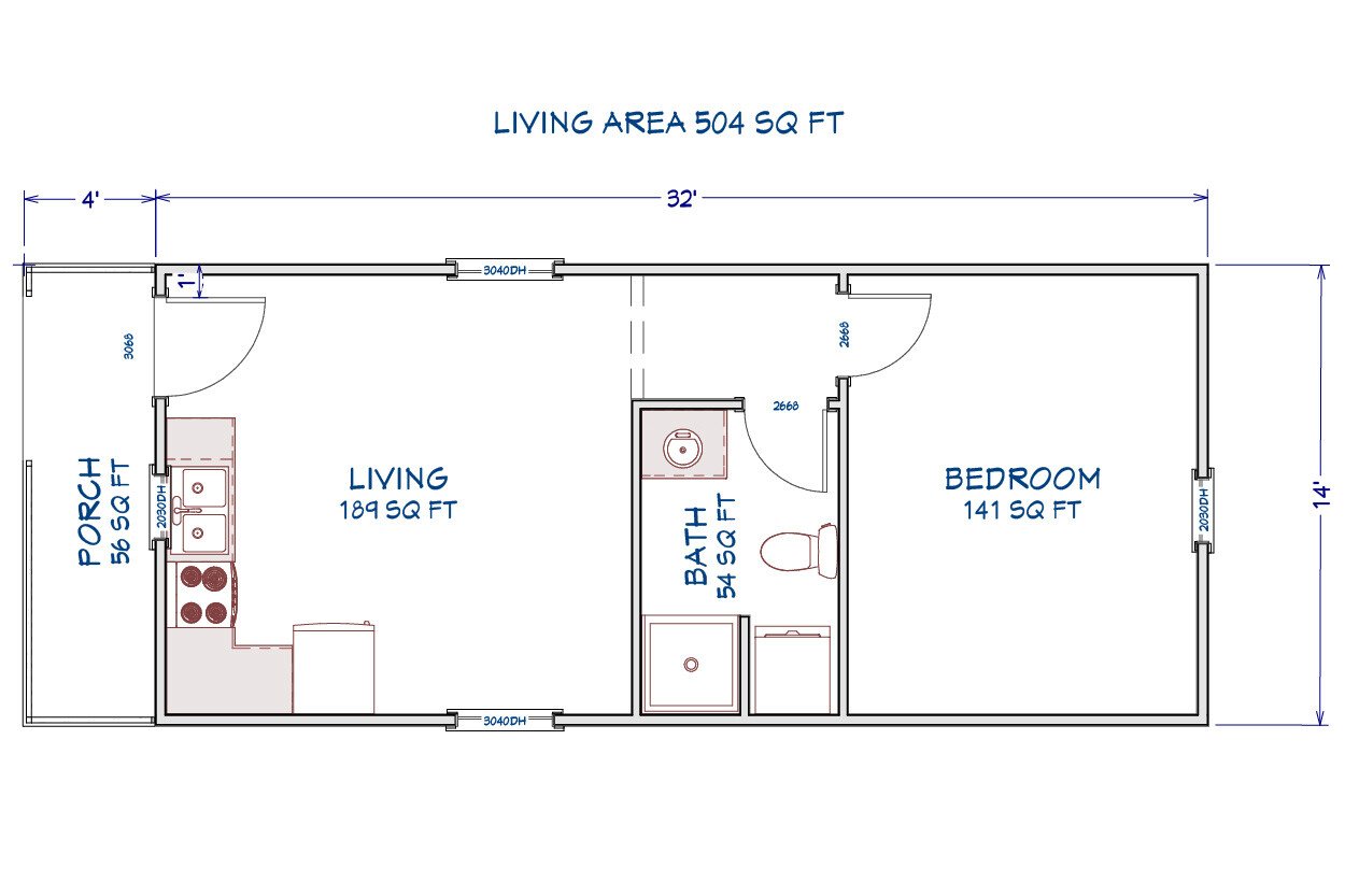 14x36_GambrelCabinWithPorch_FloorPlan