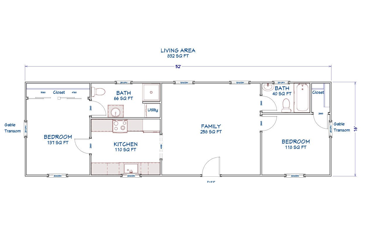 16x52_Gambrel2Bedroom_FloorPlan