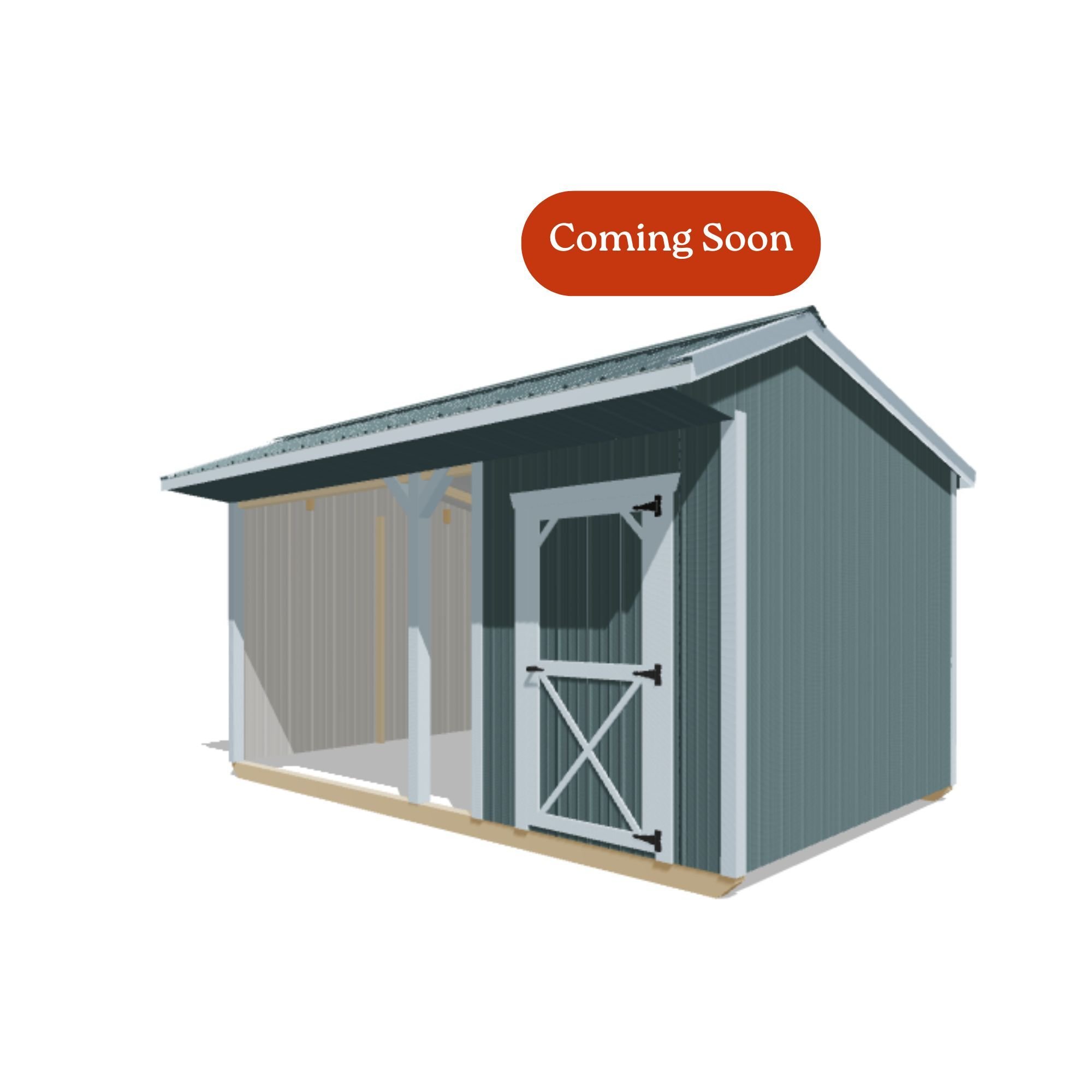 10x16 Metal Run-in Shed w/Tack Room #8383