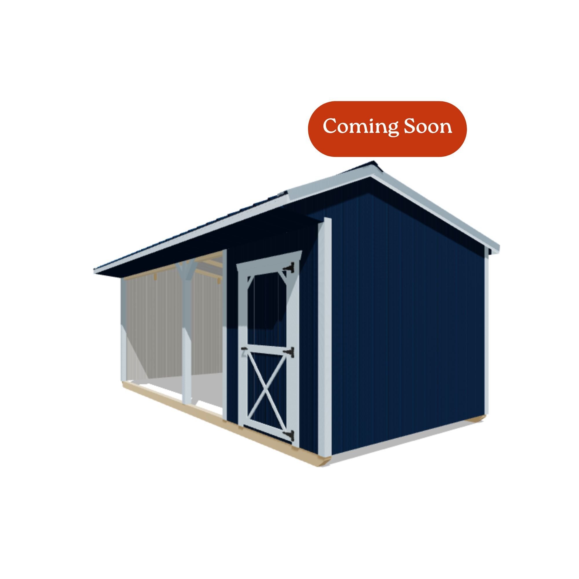 10x20 Metal Run-In Shed w/Tack Room #8384