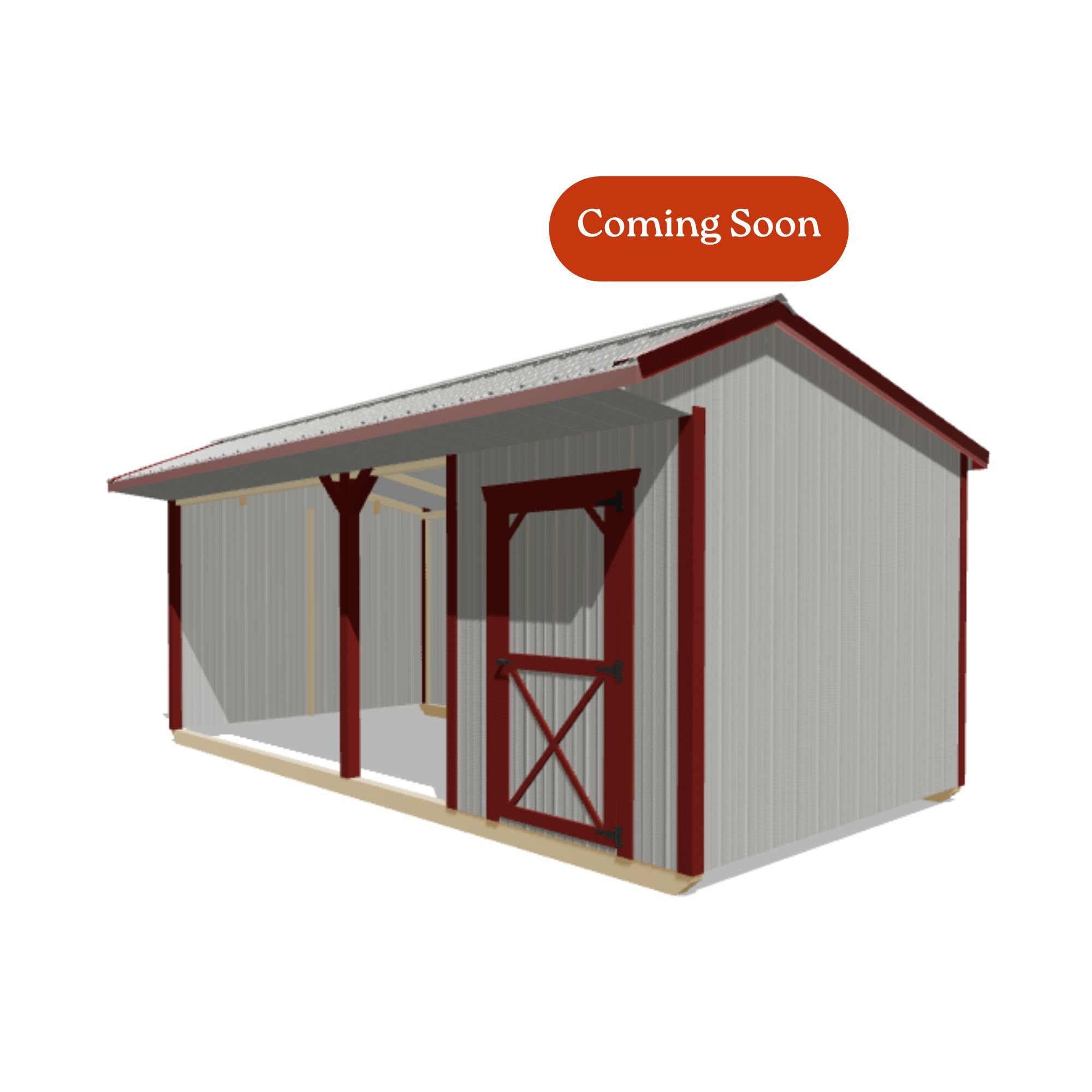 10x20 Metal Run-In Shed w/Tack Room #8385