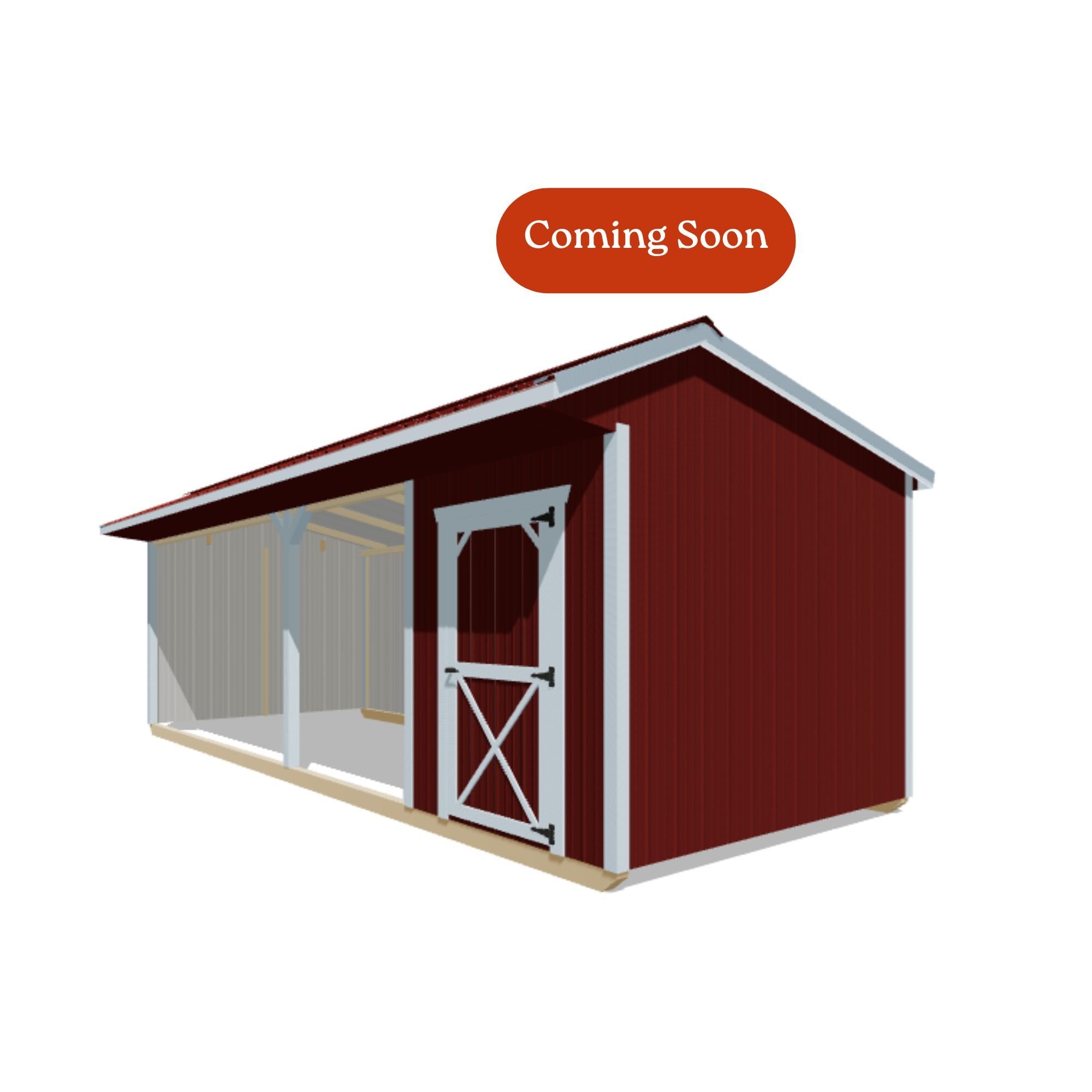 10x24 Metal Run-in Shed w/Tack Room #8386