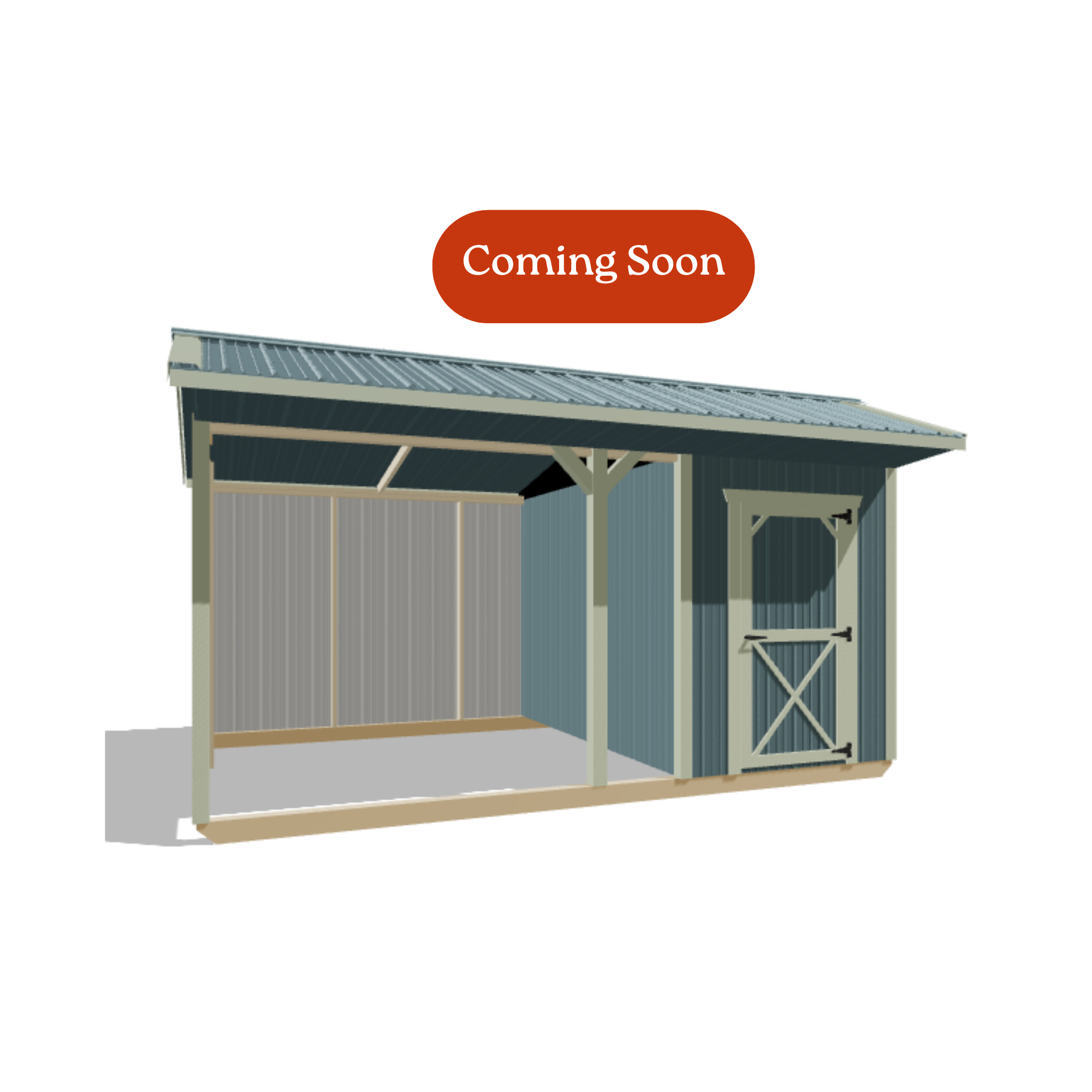 10x16 Metal Run-in Shed w/Tack Room #8814