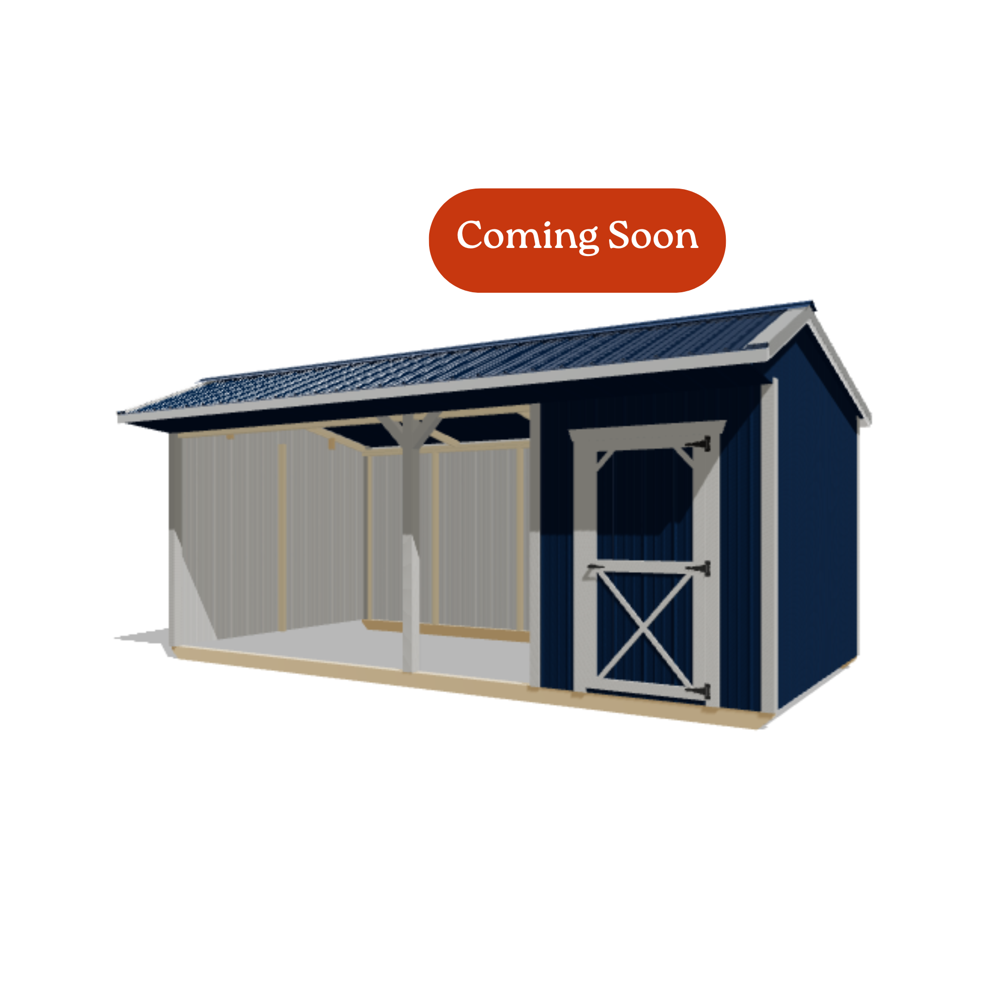 10x20 Metal Run-In Shed w/Tack Room #8815