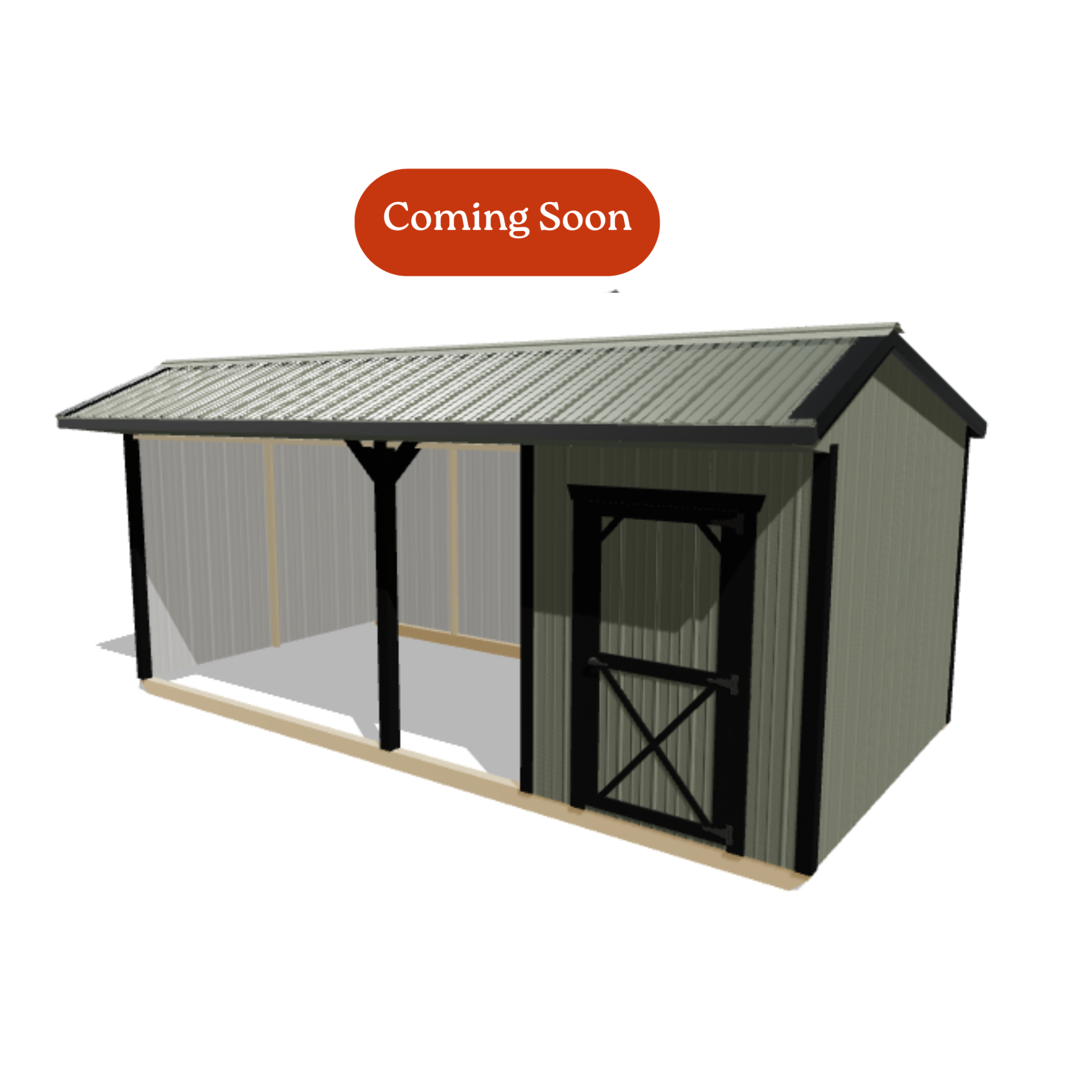 10x20 Metal Run-in Shed w/Tack Room #8908