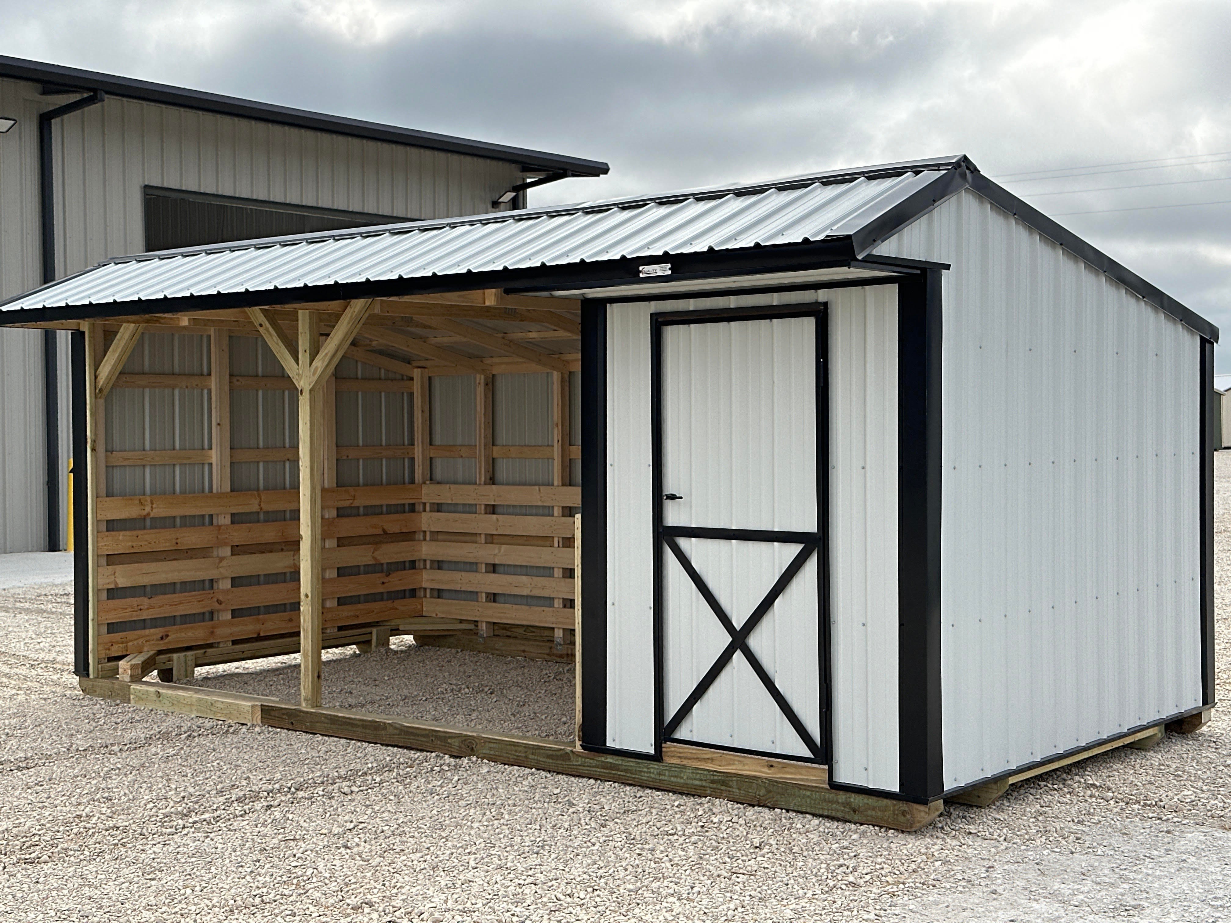 10x20 Metal Run-In Shed w/Tack Room #5586