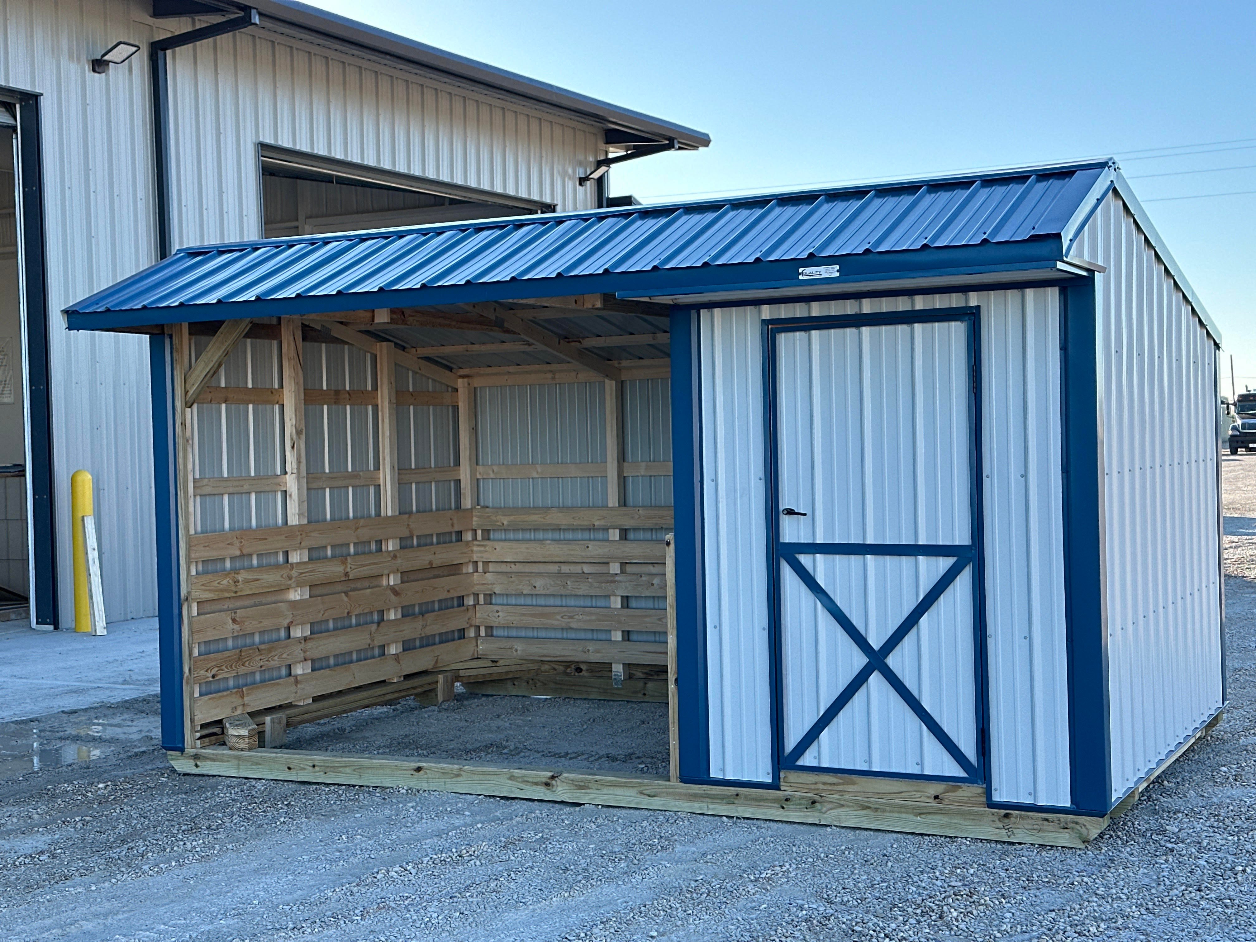 10x16 Metal Run-in Shed w/Tack Room #5616