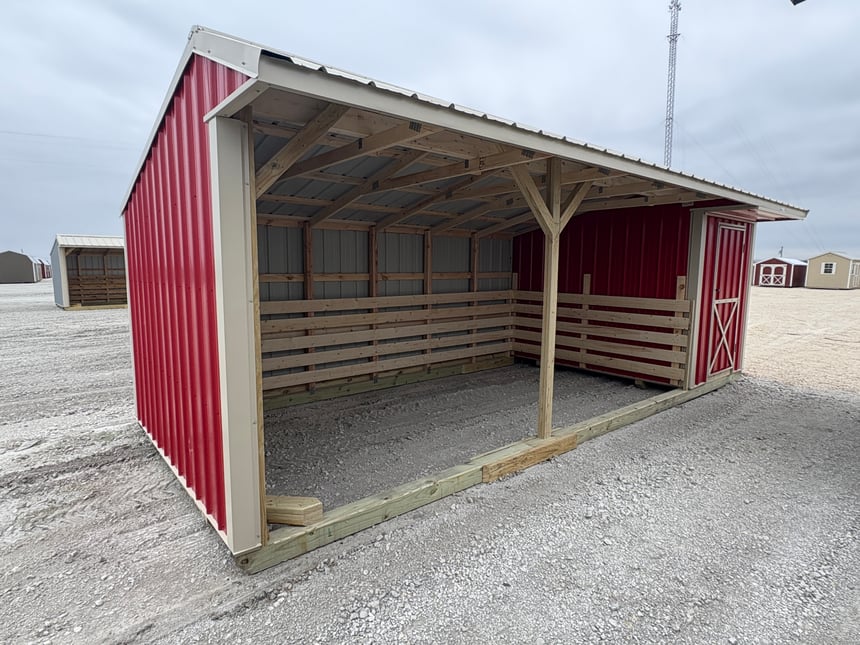 10x24 Metal Run-in Shed w/Tack Room #5929