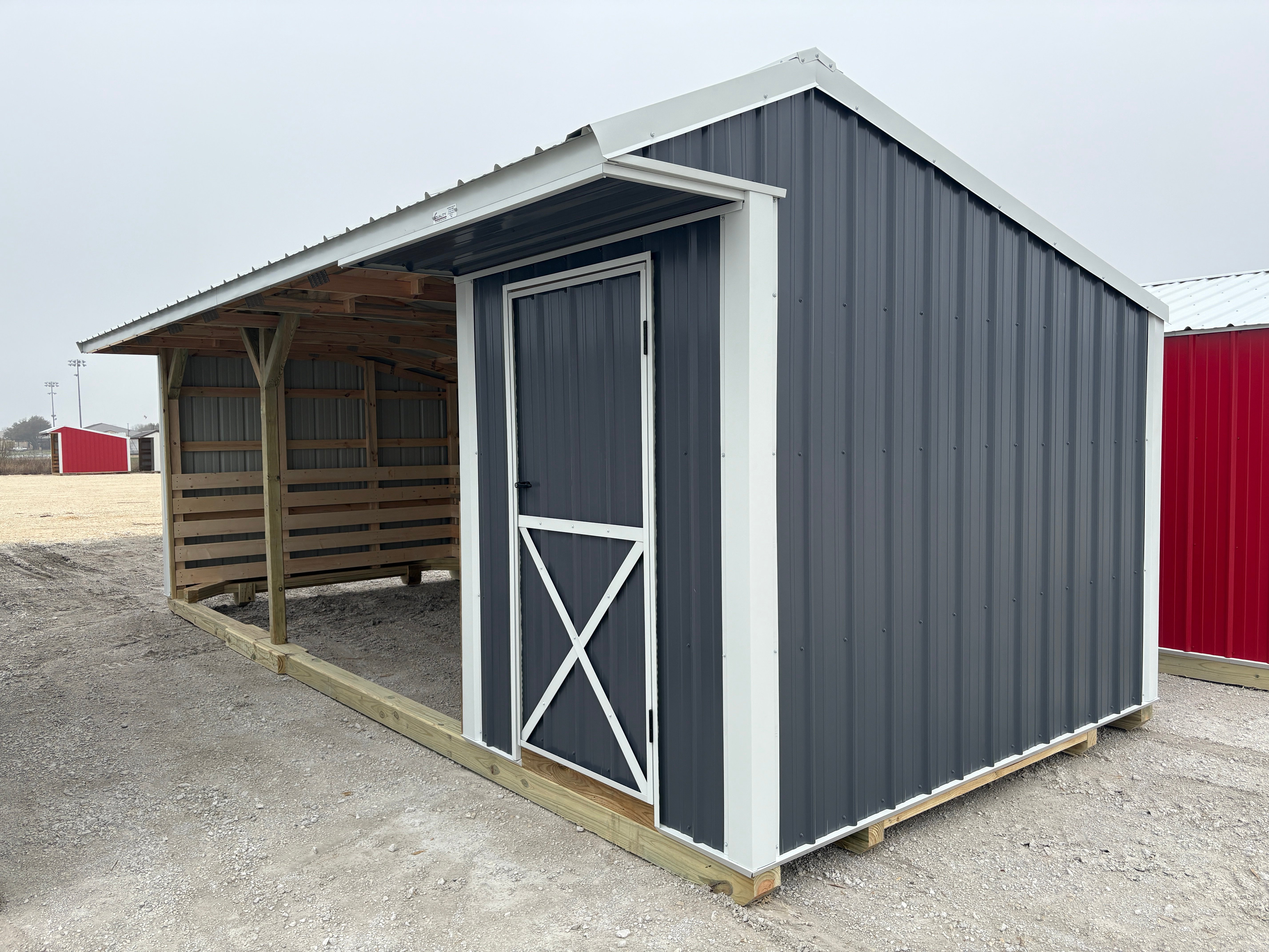 10x24 Metal Run-in Shed w/Tack Room #5930