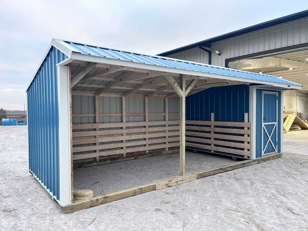 10x24 Metal Run-in Shed w/Tack Room #7158