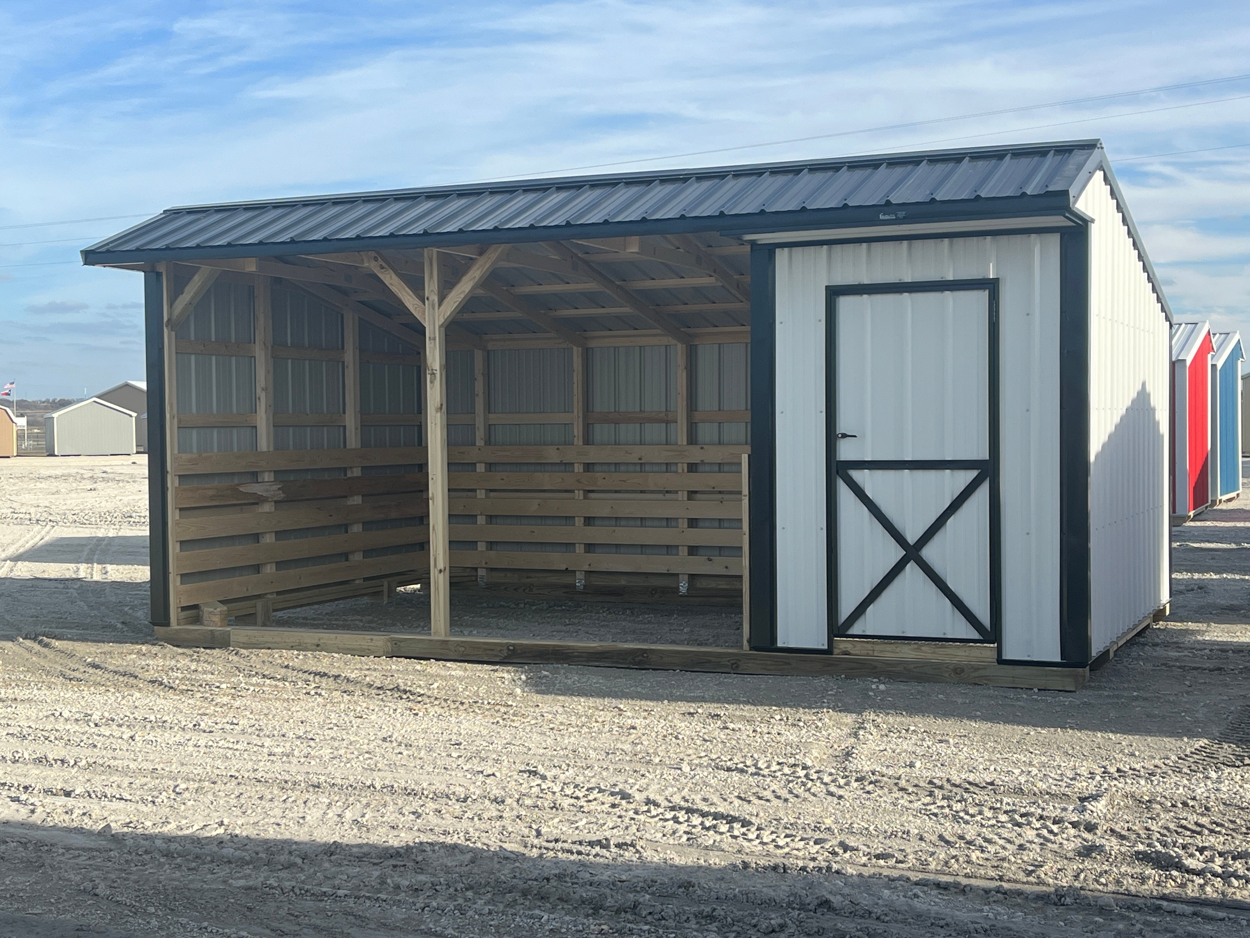 12x20 Metal Run-in Shed w/Tack Room #7613