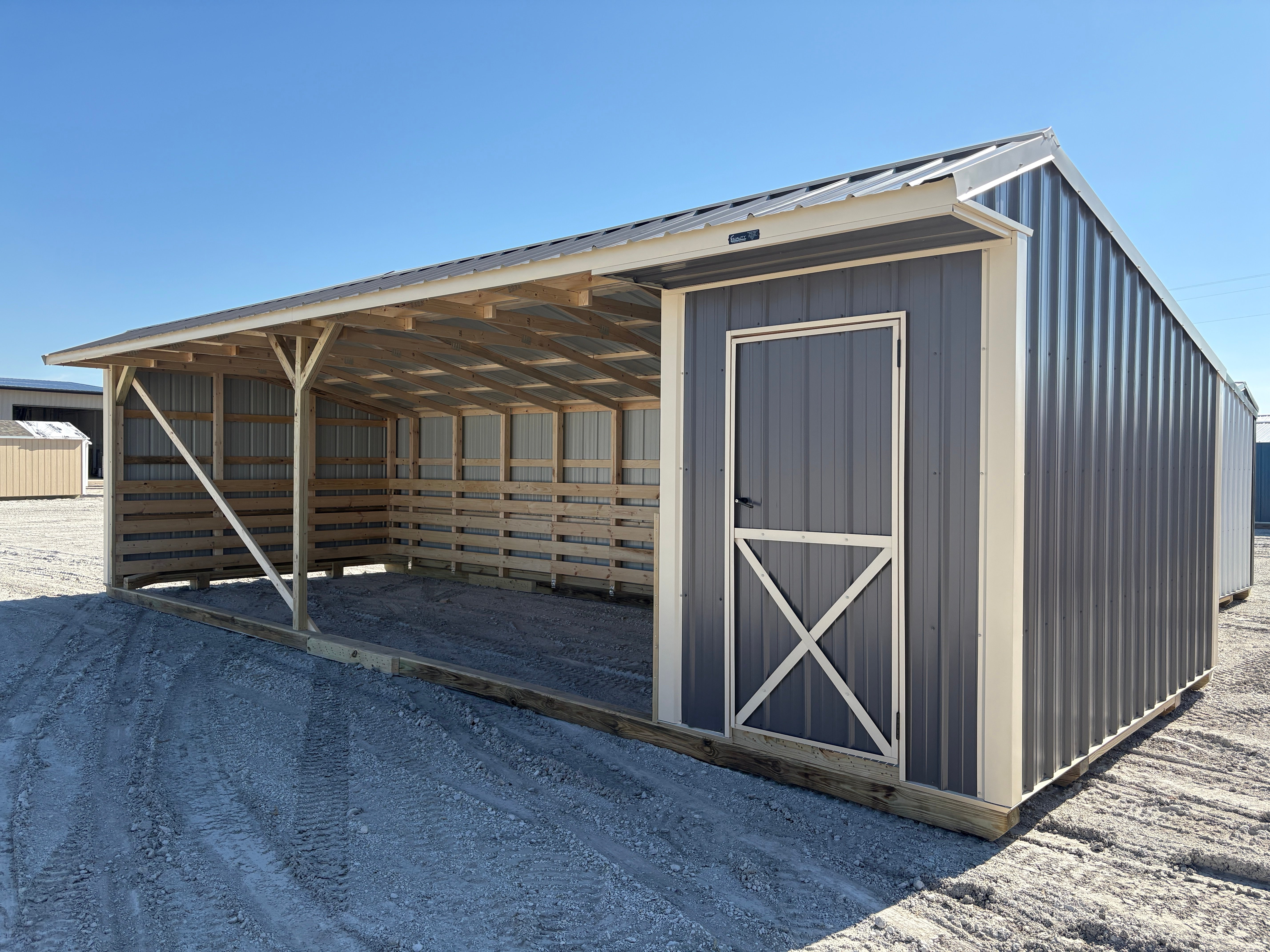 12x32 Metal Run-in Shed with Tack Room #7666