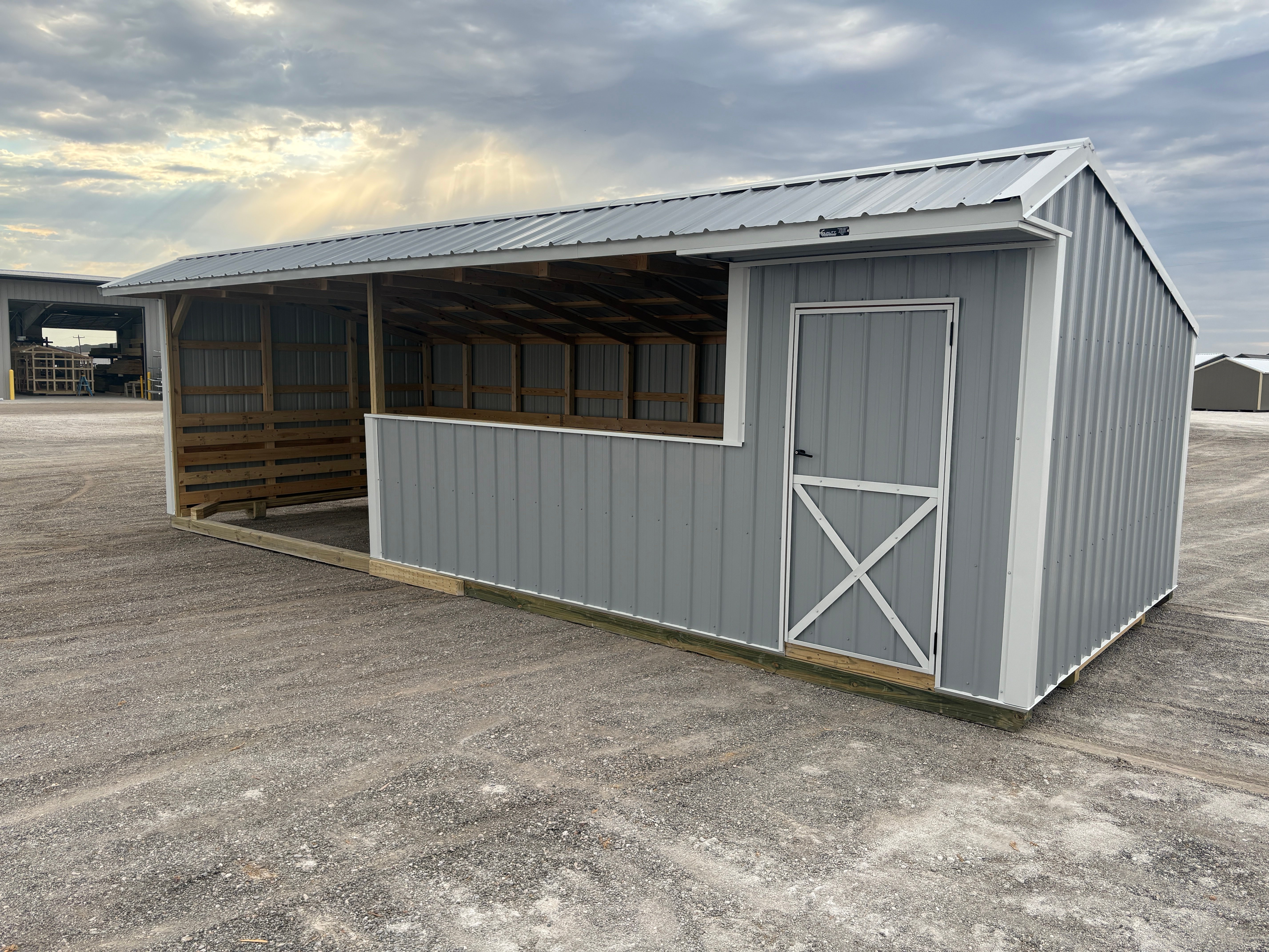 12x30 Metal Run-in Shed w/Tack Room #8532