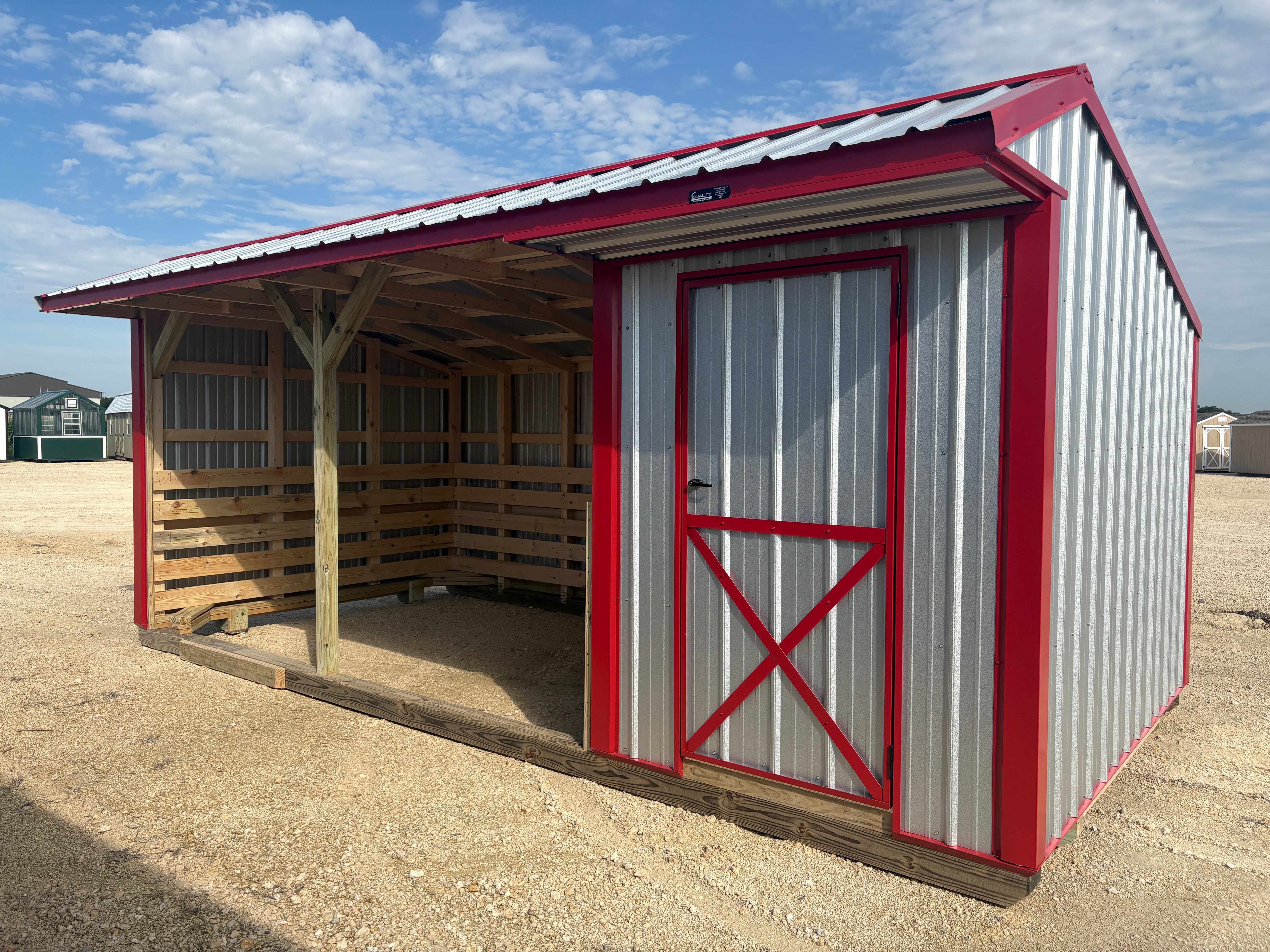 10x20 Metal Run-In Shed w/Tack Room #8154