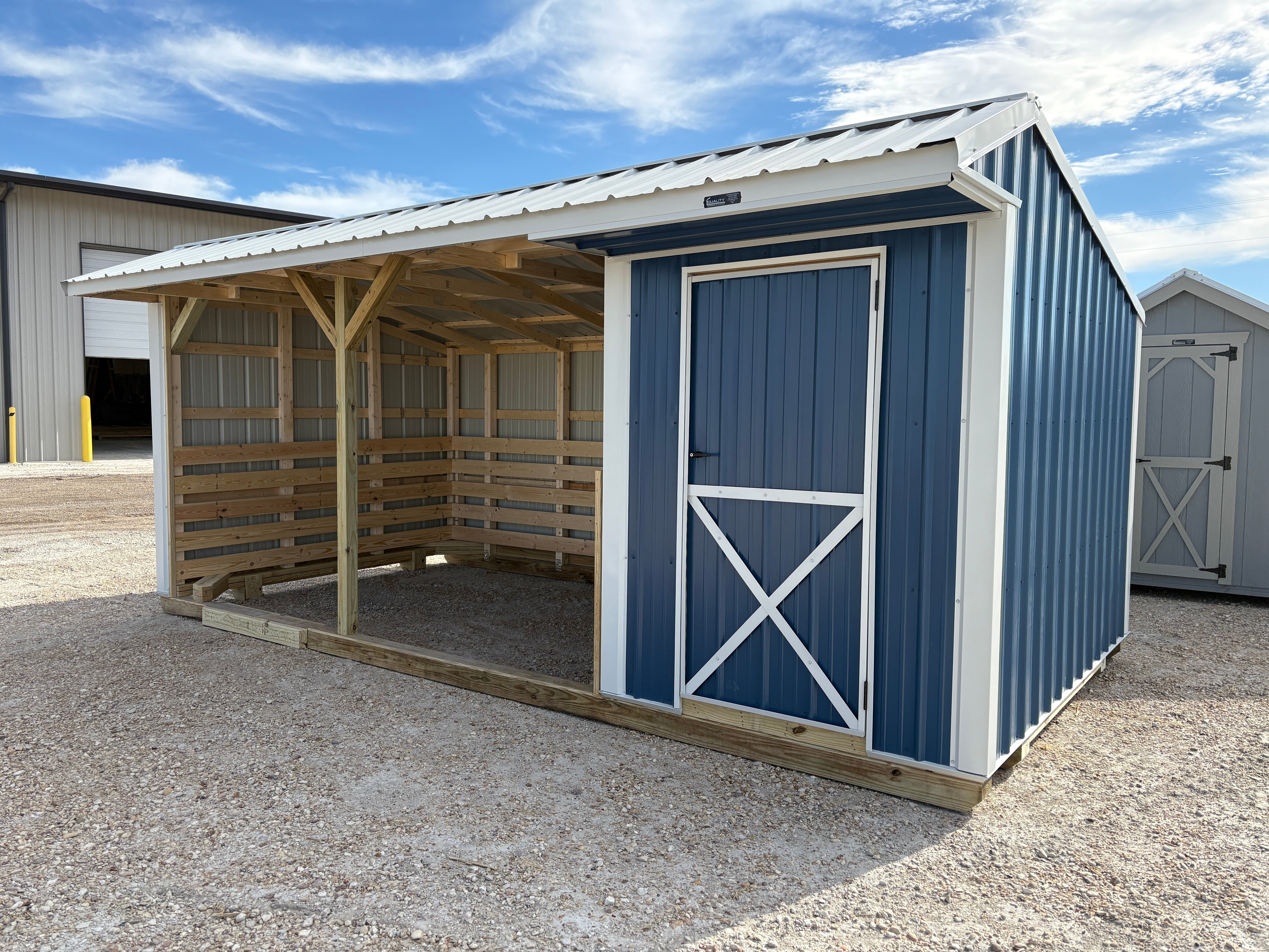 10x20 Metal Run-In Shed w/Tack Room #6973