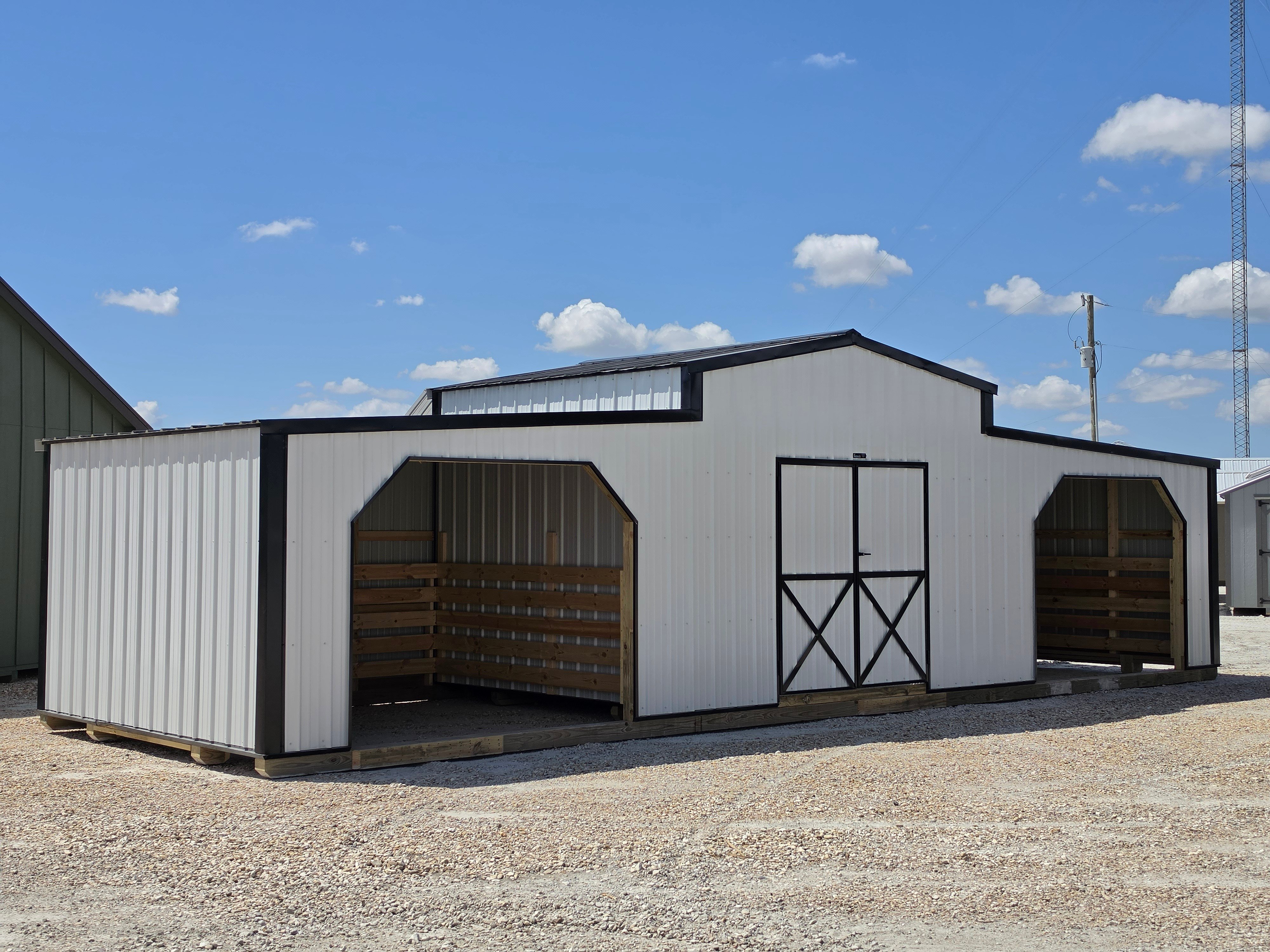12x36 Metal Longhorn Run-in Shed w/Tack Room #7668