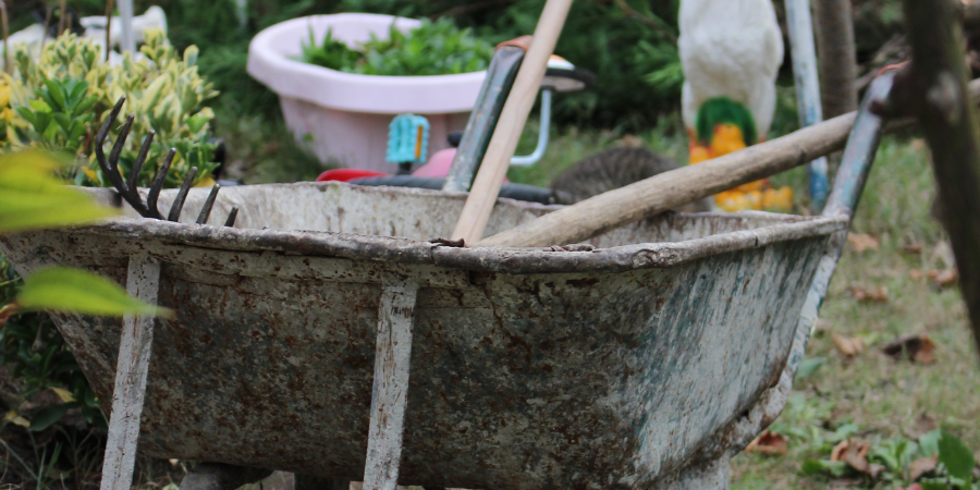 rusted garden tools