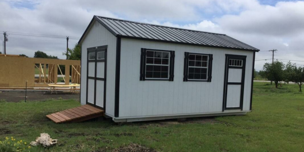 Shed garage with ramp