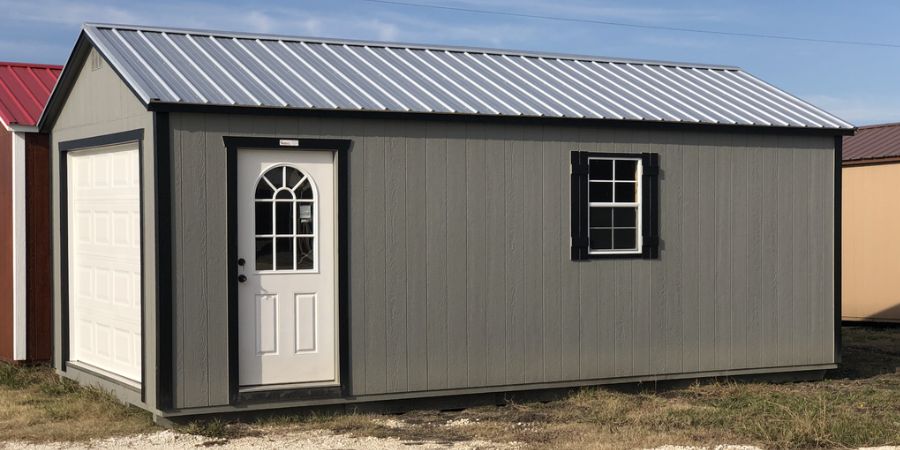 Shed on the lot with a white door