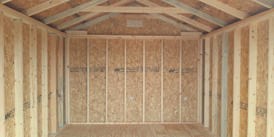 interior of storage shed