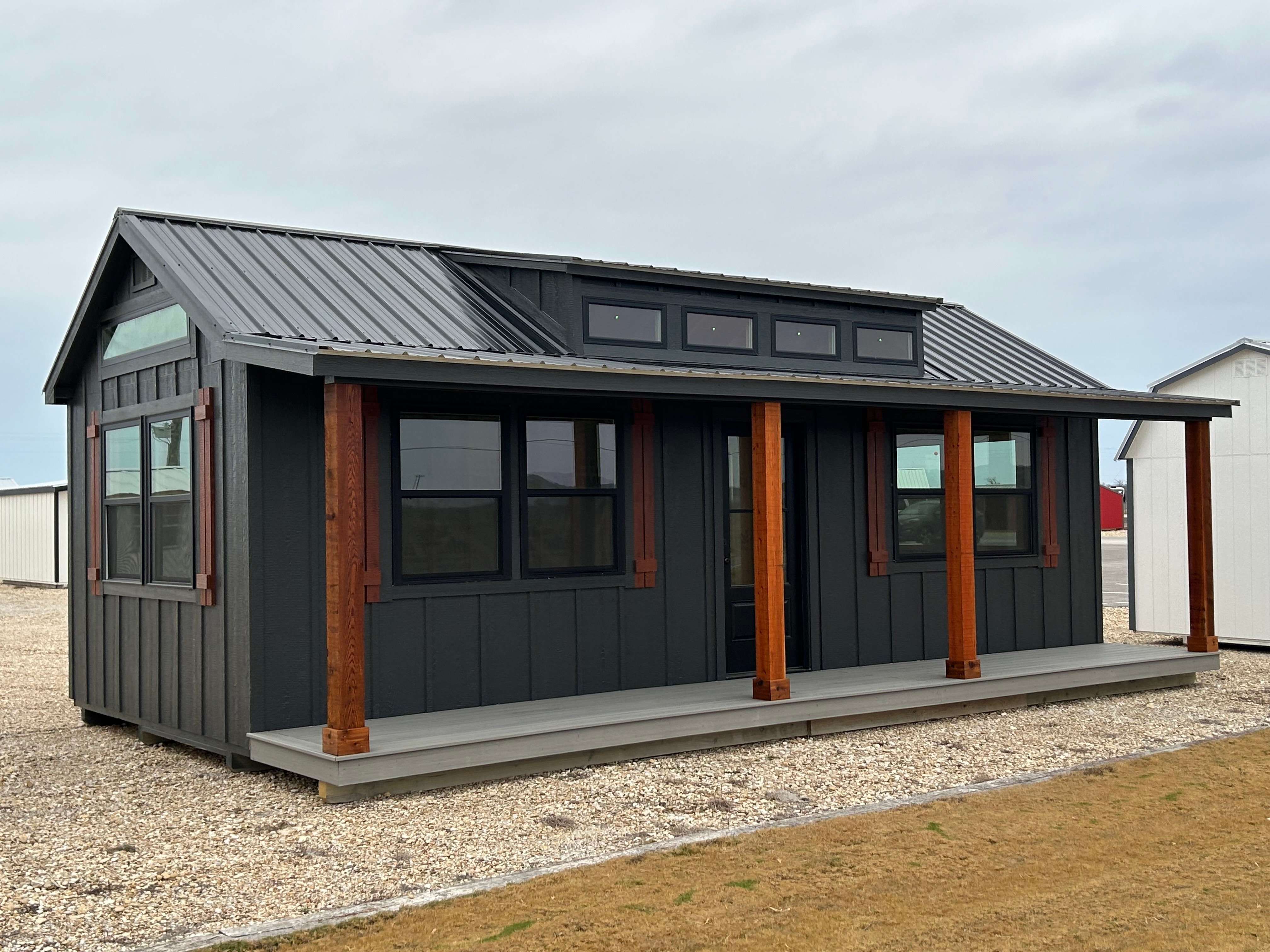 12x28 Dormer Cabin plus 4' Porch #7238