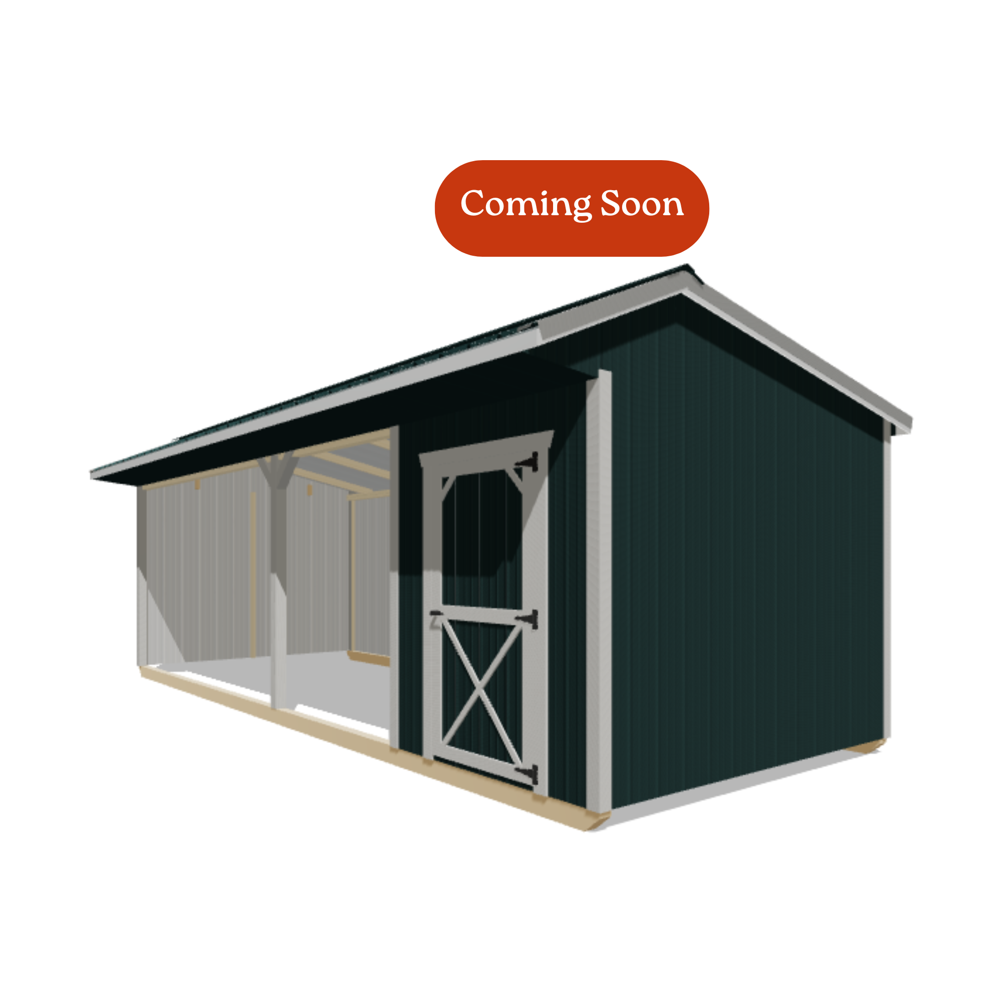 10x24 Metal Run-in Shed w/Tack Room #7612