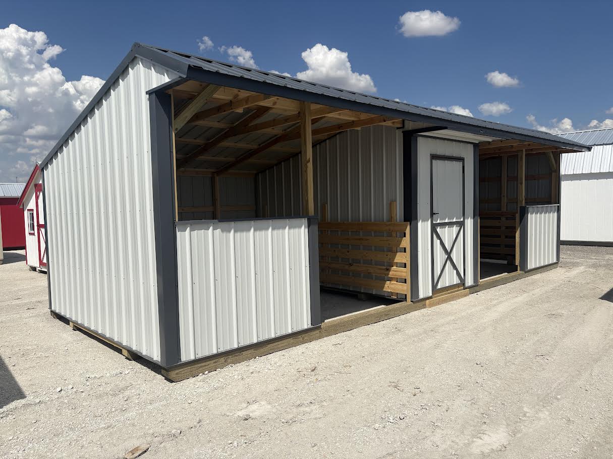 12x30 Metal Run-in Shed with Tack Room #8050