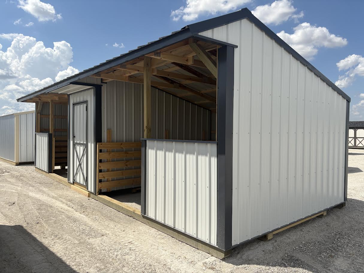 12x30 Metal Run-in Shed with Tack Room #8050
