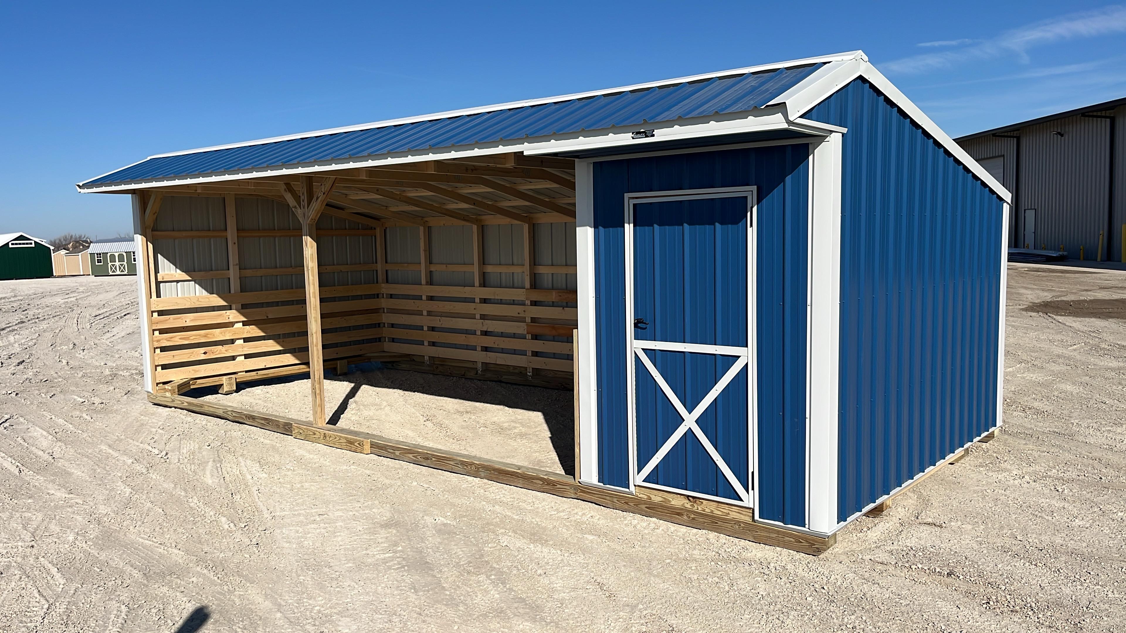 12x28 Metal Run-in Shed w/Tack Room #7614