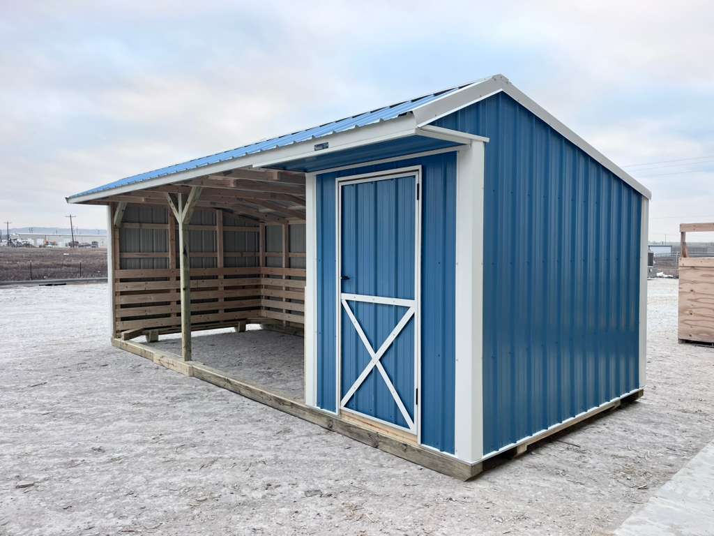 10x24 Metal Run-in Shed w/Tack Room #7158