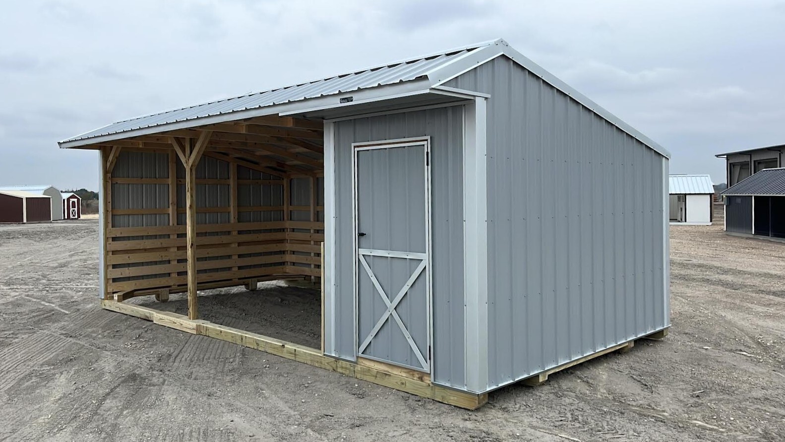 12x24 Metal Run-in Shed w/Tack Room #7343