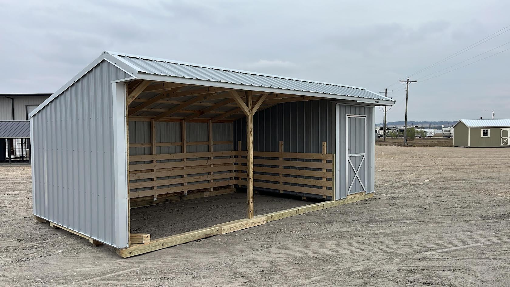 12x24 Metal Run-in Shed w/Tack Room #7343