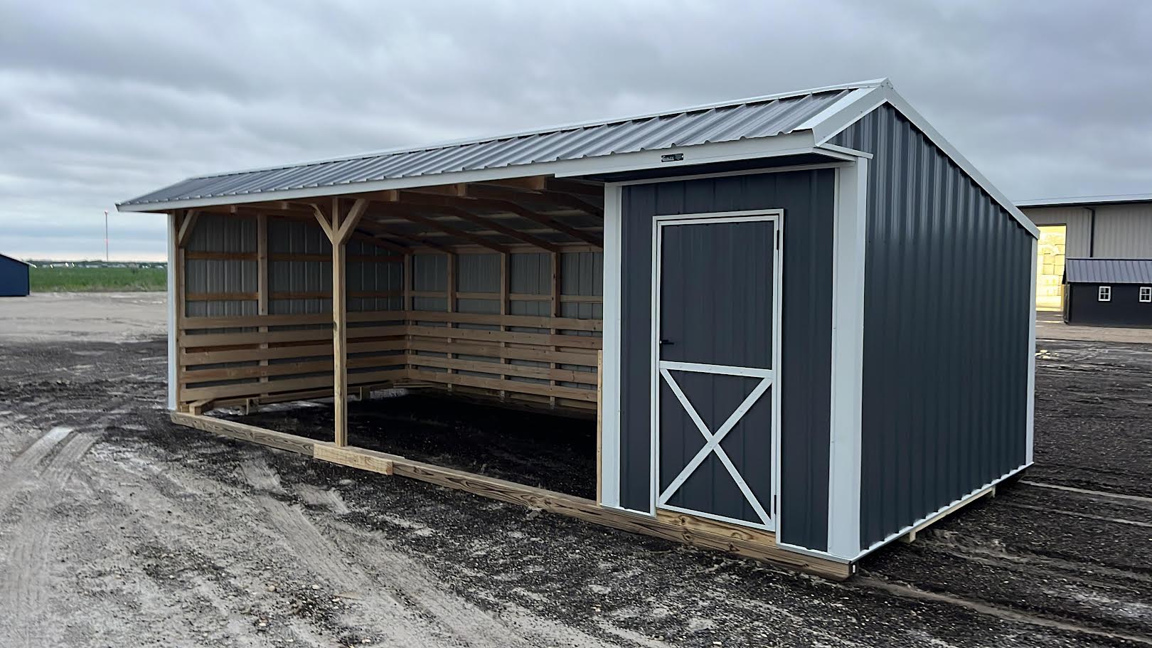 12x28 Metal Run-in Shed w/Tack Room #8049