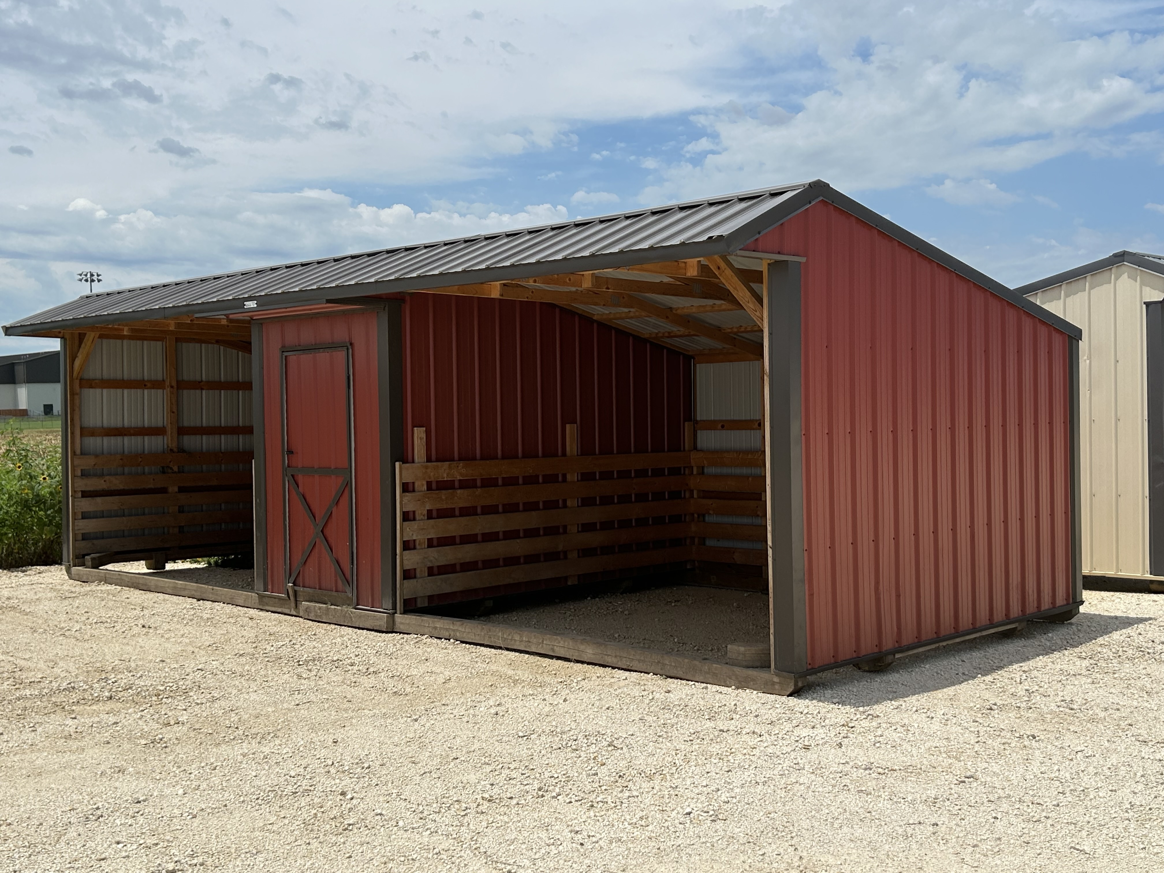 12x30 Metal Run-in Shed w/Middle Tack Room #5074